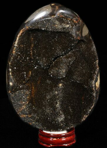 Septarian Dragon Egg Geode - Black Calcite Crystals #34700